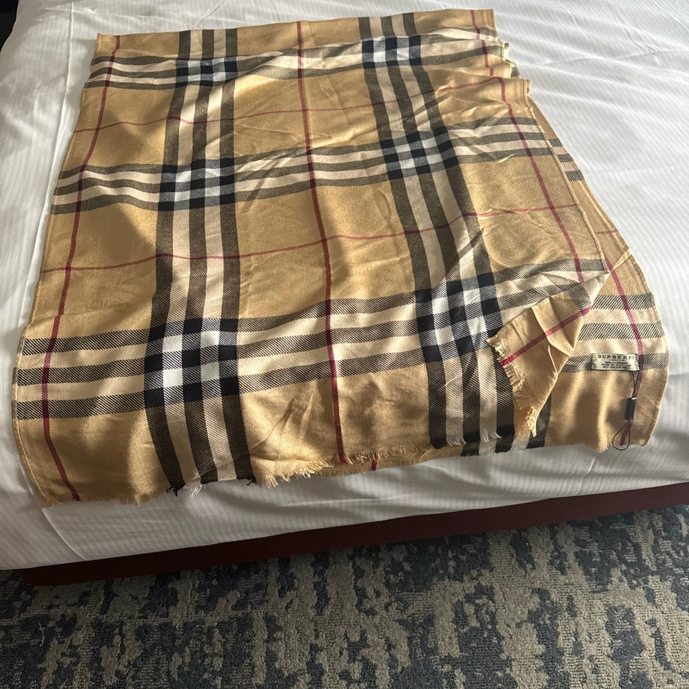 Burberry Gold and Black Plaid Blanket
